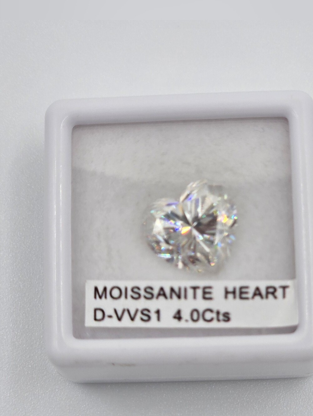Moissanite Heart Cut Loose Stone 4.0 CT D VVS1 10 mm. NWT GRA Certificate Incl